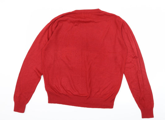 George Mens Red Knit Pullover Jumper Size M - Santa Ho Ho Ho