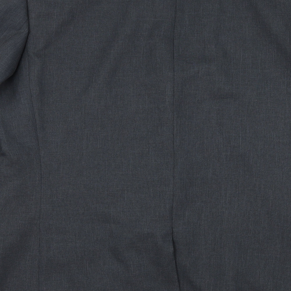 Brand and care label for Taylor & Wright men’s blue jacket suit jacket, size L