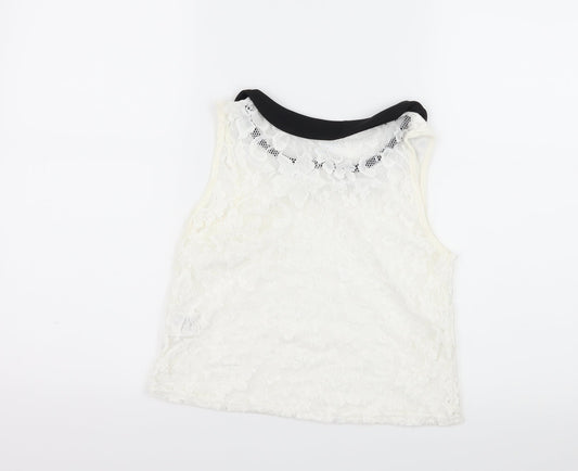 Jennyfer Womens White Lace Basic Tank Size S
