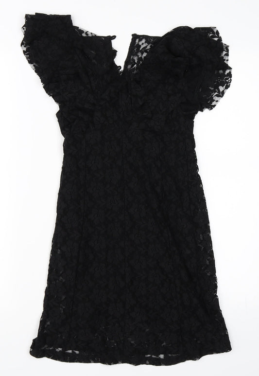 Glamorous Womens Black Lace Shift Size 8