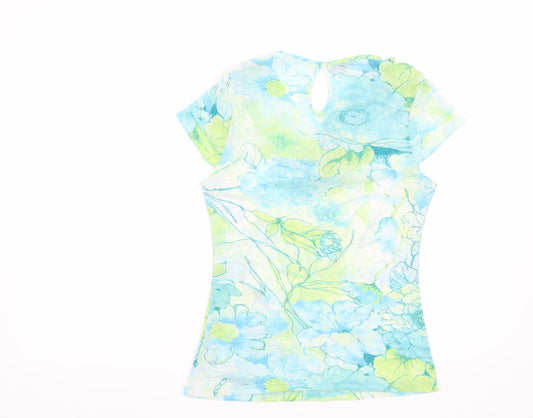 Preworn Womens Blue Floral Basic Blouse Size 12