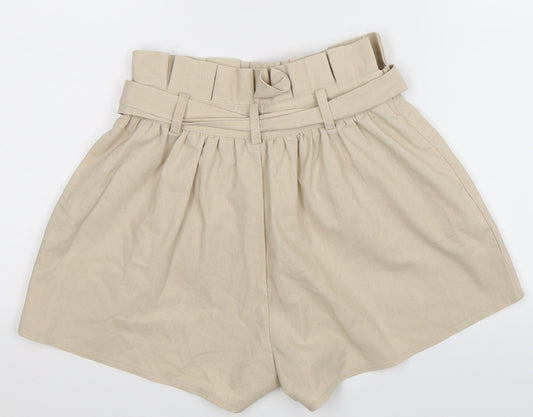 PRETTYLITTLETHING Womens Beige Hot Pants Shorts Size 4