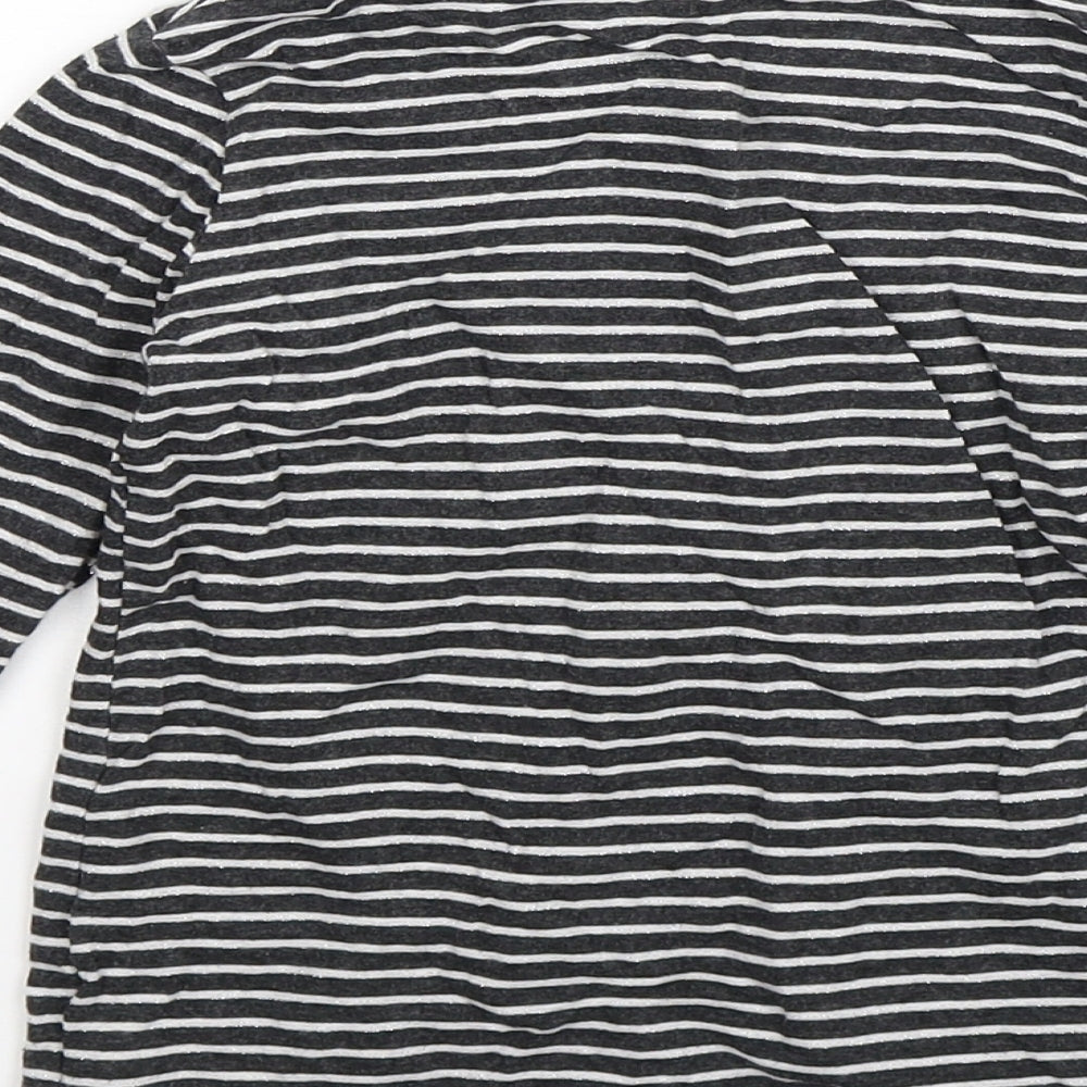 Brand and care label for Next girls’ grey striped jumper, size 7, years