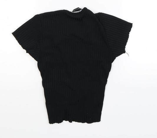 New Look Womens Black Cropped T-Shirt Size 8
