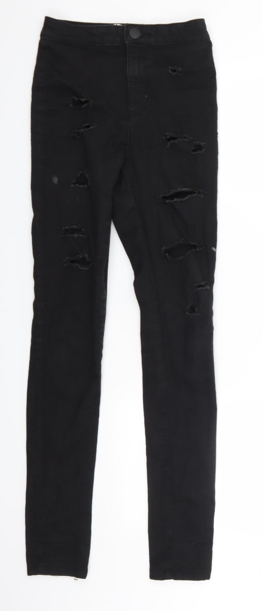 Additional front view of Miss Denim women’s black denim jegging jeans, size UK 6, 29-inch leg
