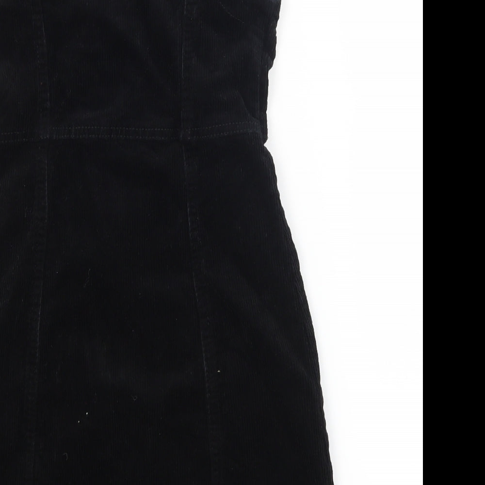 Brand and care label for Denim Co women’s black corduroy bodycon, size UK 6