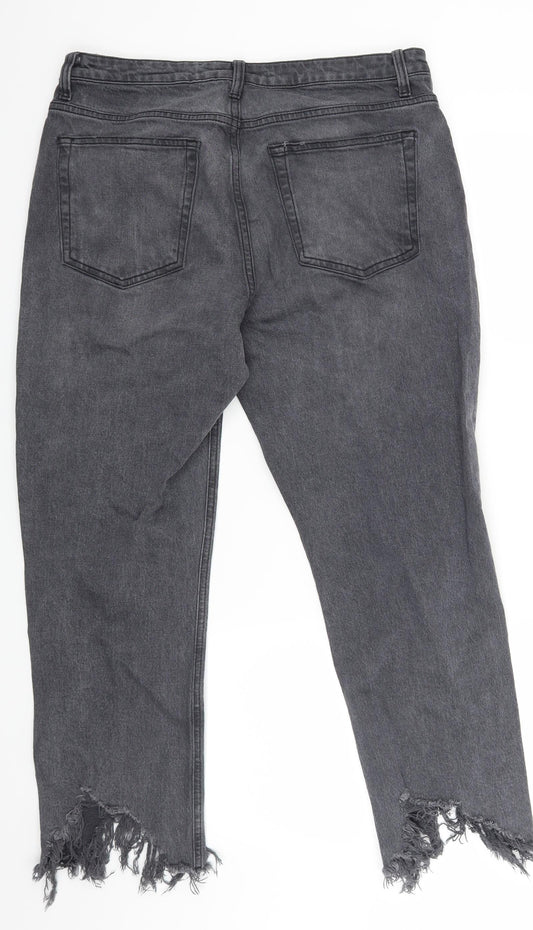 Topshop Womens Grey Denim Cropped Jeans Size 34 in L25 in