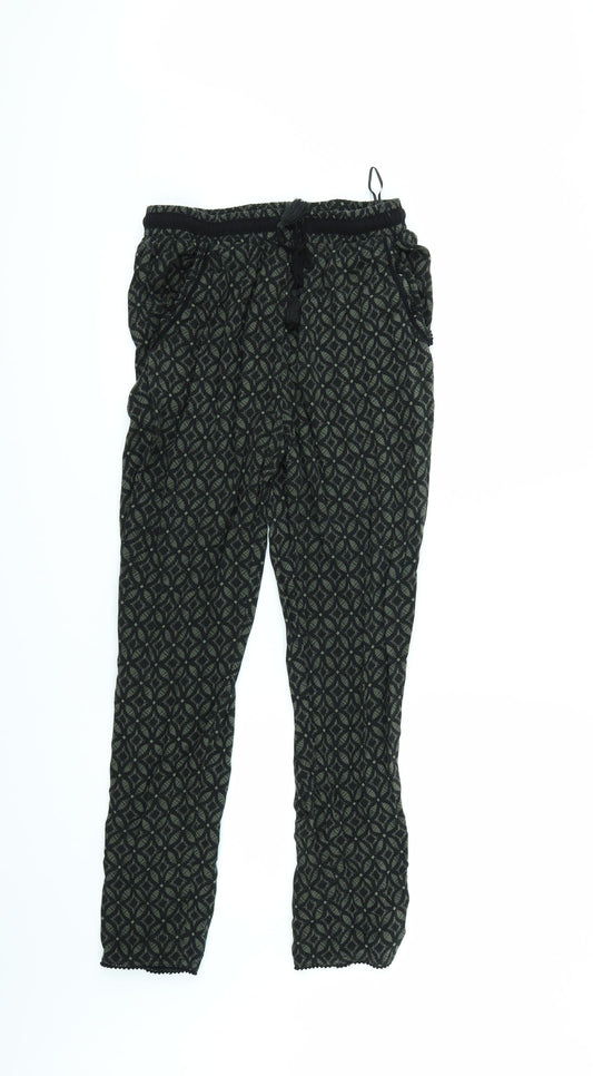 New Look Womens Gold Geometric Trousers Size 12 L26 in