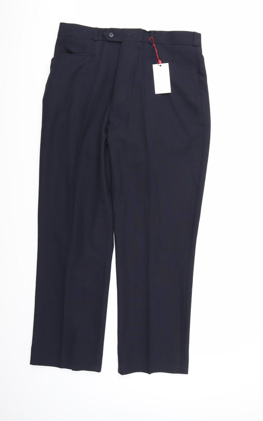 Oliver Stead Mens Blue Rayon Trousers L29 in