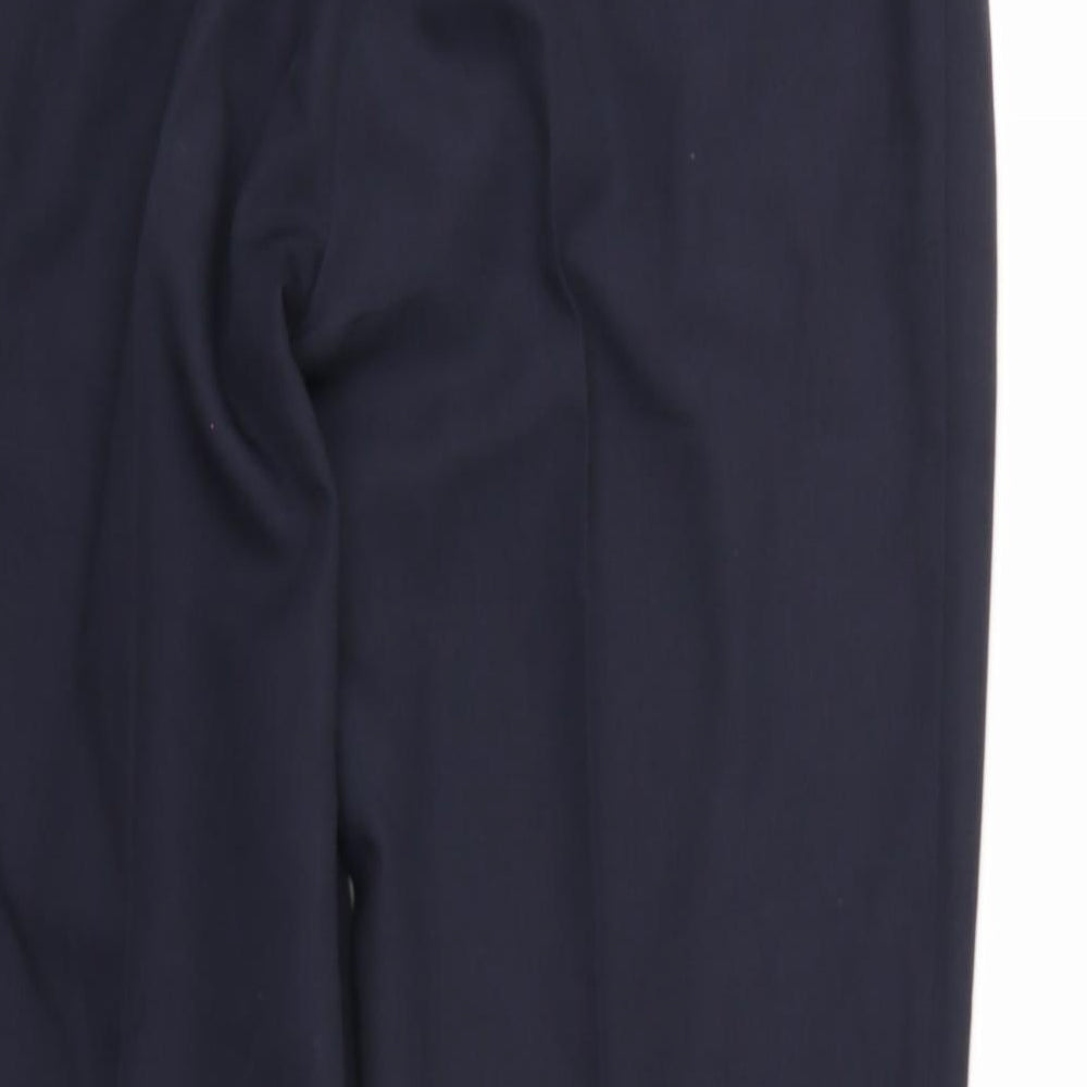 Brand and care label for Oliver Stead men’s blue rayon trousers, 29-inch leg