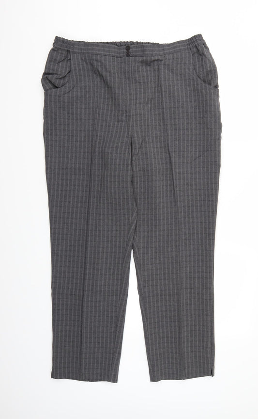 Special Collection Womens Grey Check Rayon Trousers Size 18 L27 in
