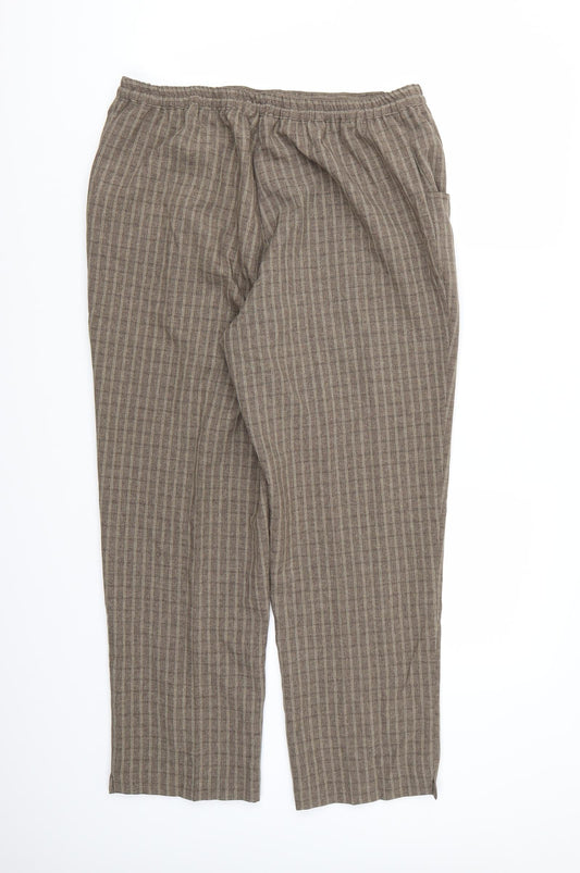Essential Collection Womens Brown Check Rayon Trousers Size 16 L26 in