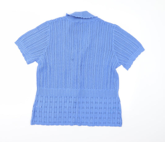 Gifford Fox Womens Blue Knit Cape Jumper Size 18