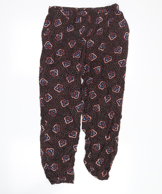 H&M Womens Brown Floral Bloomer Trousers Size 4