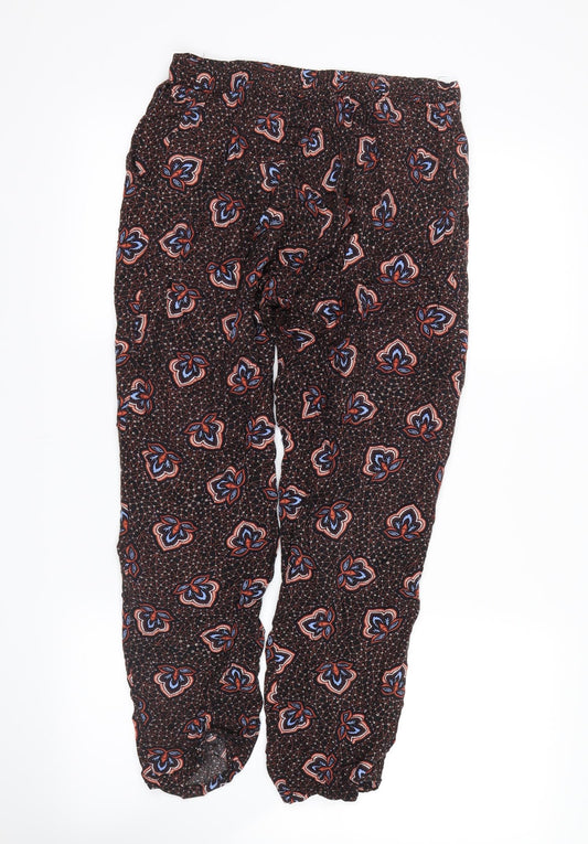 H&M Womens Brown Floral Bloomer Trousers Size 4