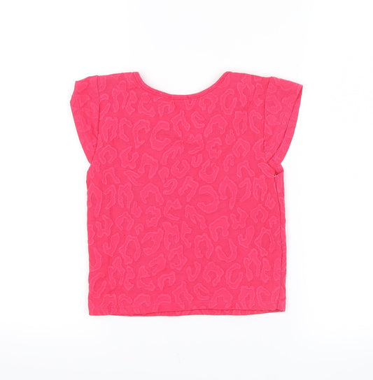 YD Girls Pink Animal Print Basic T-Shirt Size 10-11 Years