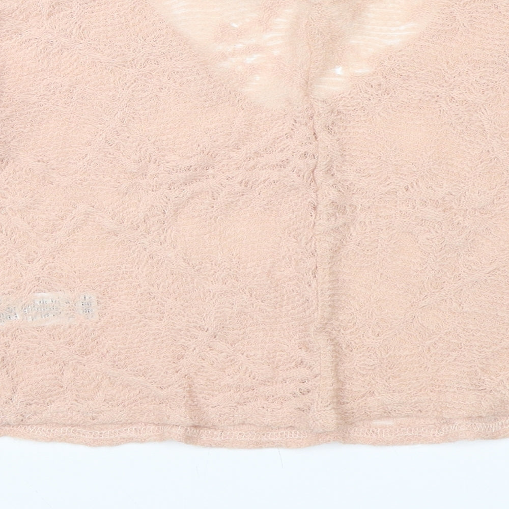 Brand and care label for Miss Selfridge women’s pink jumper, size UK 4