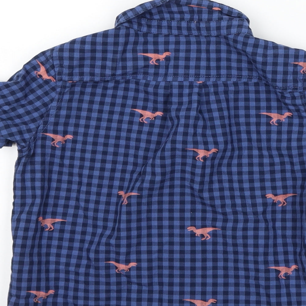 Gap Boys Blue Check Basic Button-Up Size 4 Years - DInosaur
