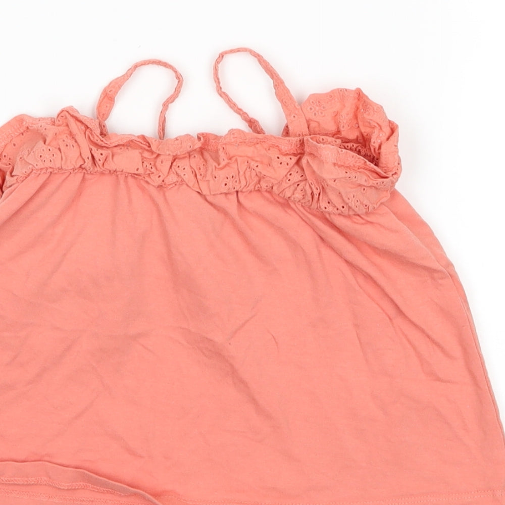 Brand and care label for Cynthia Rowley girls’ pink camisole tank, size 2, years
