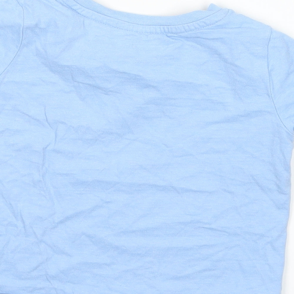 Brand and care label for Nutmeg girls’ blue basic t-shirt, size 2-3, years - nana loves me