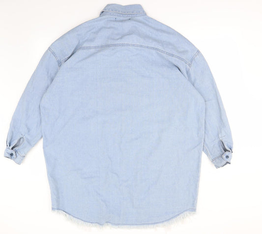 Missguided Womens Blue Basic Button-Up Size 12