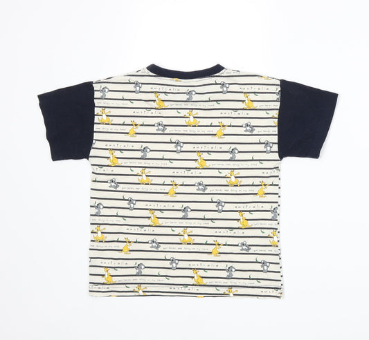 Australian Grown Boys Blue Striped Basic T-Shirt Size 6 Years