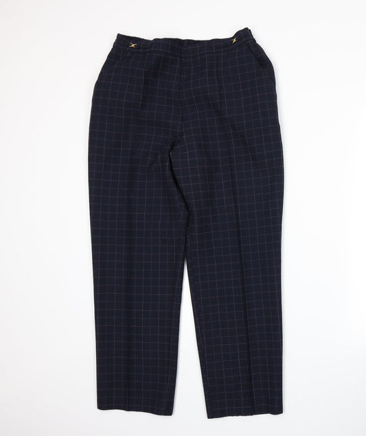Marks and Spencer Womens Blue Plaid Trousers Size 12 L26 in