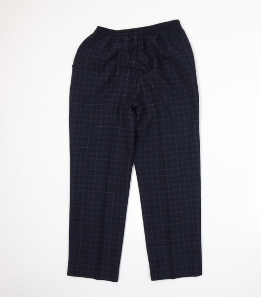 Marks and Spencer Womens Blue Plaid Trousers Size 12 L26 in