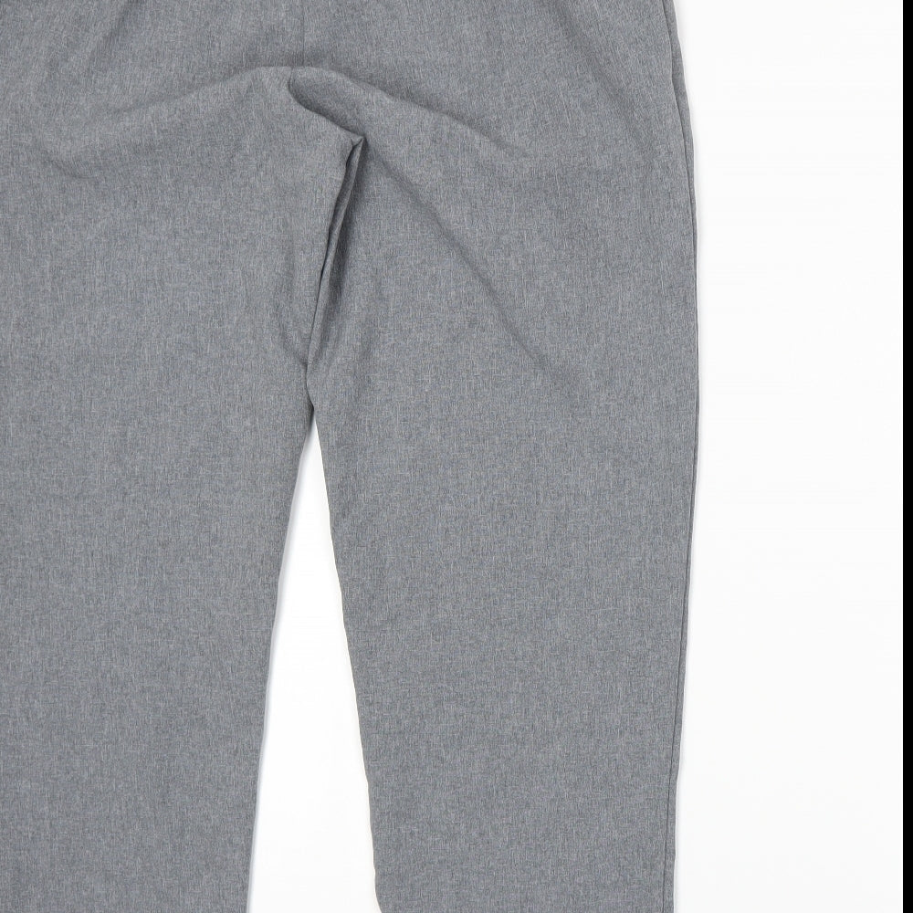 Brand and care label for Essentials women’s grey trousers, size UK 18, 26-inch leg