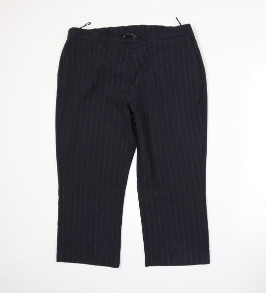 Bonmarché Womens Blue Striped Trousers Size 18 L22 in