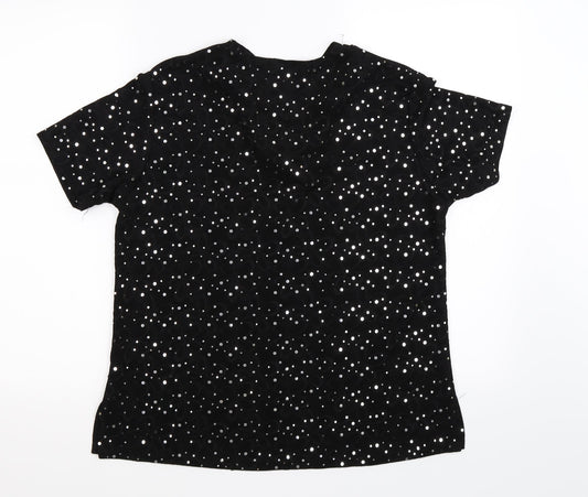 adam collection Womens Black Polka Dot Basic T-Shirt Size M