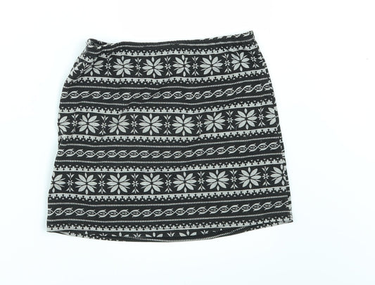 Young Dimension Girls Black Geometric Mini Skirt Size 9-10 Years