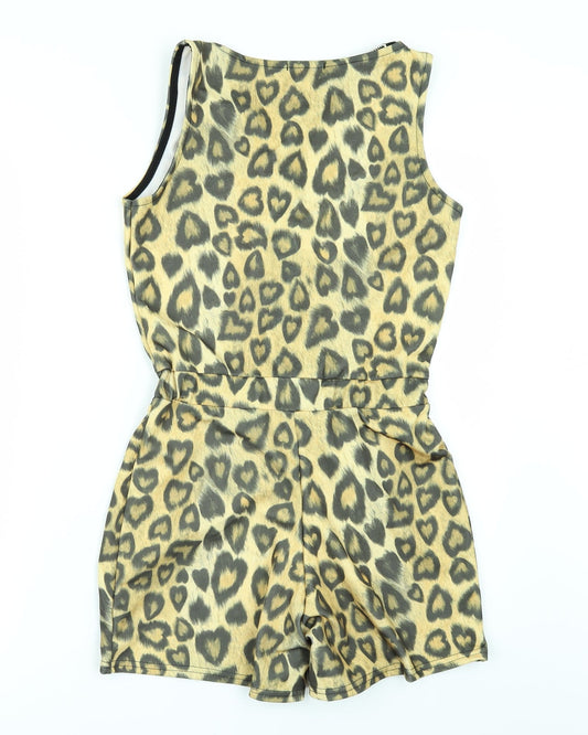 Kiah Womens Yellow Animal Print Playsuit One-Piece Size 10
