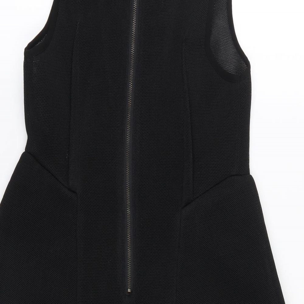 Brand and care label for Sophyline & Co women’s black shirt dress, size S, - sheer