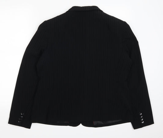 AMARANTO Womens Black Striped Jacket Suit Jacket Size 18
