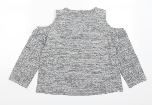 Candy Couture Girls Grey Basic T-Shirt Size 12 Years