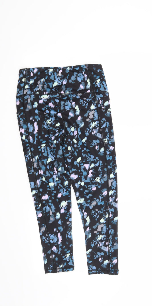 Gaiam Womens Black Geometric Capri Leggings Size S L22 in