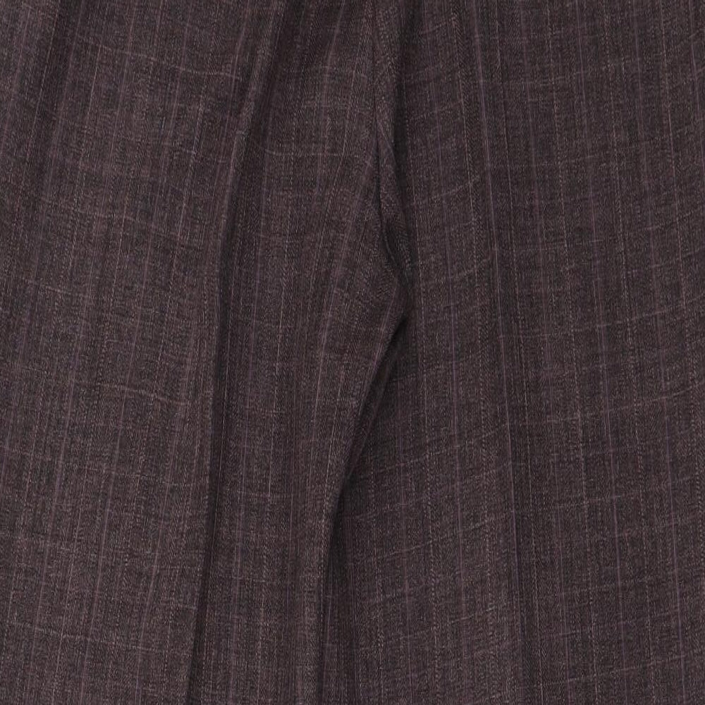 Brand and care label for Bonmarché women’s purple trousers, size UK 14, 23-inch leg