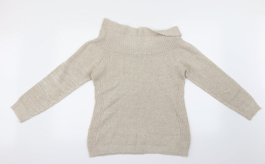 Pura Moda Womens Beige Pullover Jumper Size L