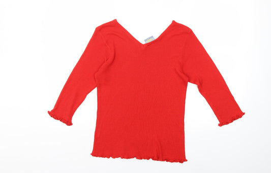 Greenvillage Womens Red Knit Pullover Jumper Size XL