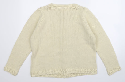 Preworn Womens White Knit Cardigan Jumper Size 14