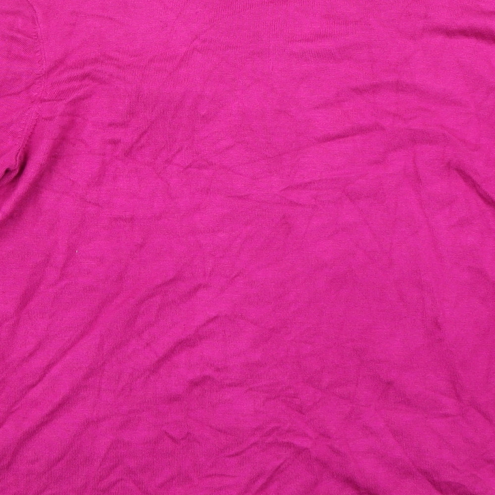 Brand and care label for Alex & Co women’s pink cardigan jumper, size M