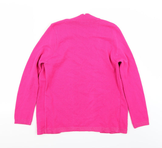 Classic Womens Pink Striped Cardigan Jumper Size M