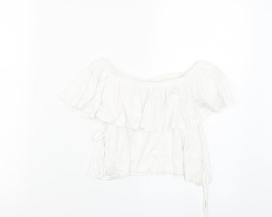 Missguided Womens White Cropped T-Shirt Size 10