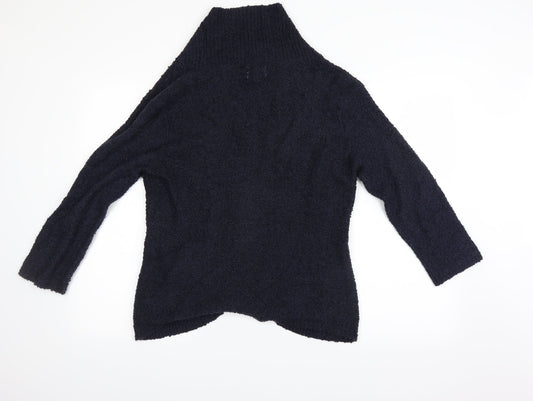 ECI Womens Blue Houndstooth Cardigan Jumper Size 14
