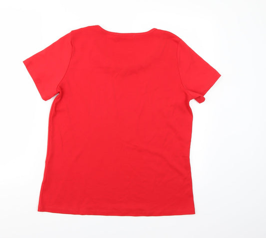 Anna Rose Womens Red Basic T-Shirt Size L