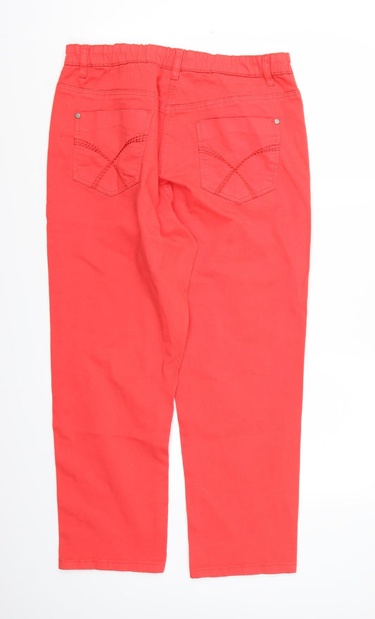Marisota Womens Red Denim Straight Jeans Size 18 L26 in