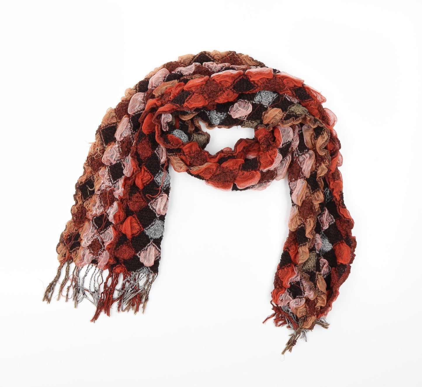 Preworn Womens Brown Check Scarf