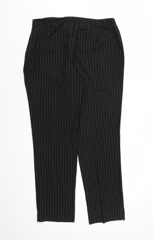 Marks and Spencer Womens Black Striped Trousers Size 16 L28 in