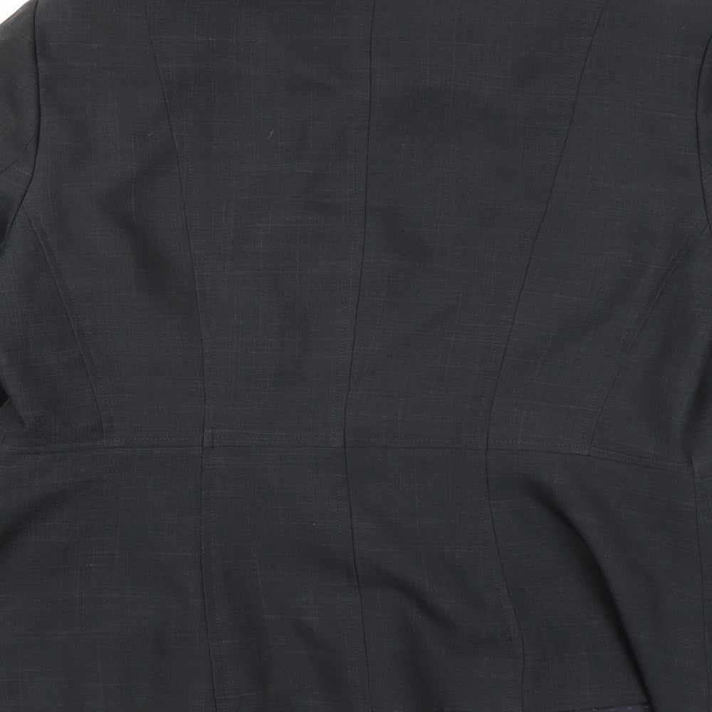 Brand and care label for Autonomy women’s grey check rayon jacket suit jacket, size UK 14